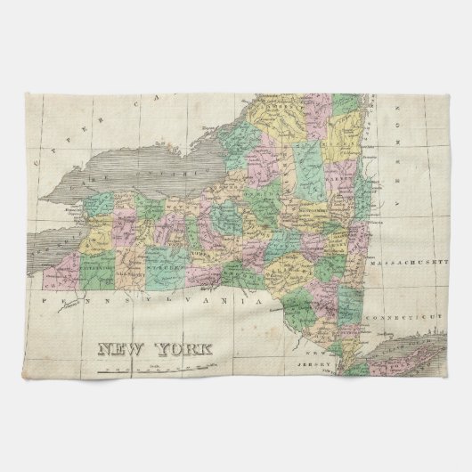 kaart van New York (1827) Theedoek (Horizontaal)
