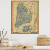  kaart van New York (1846) Poster (Keuken)