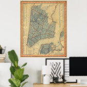  kaart van New York (1846) Poster (Thuiskantoor)