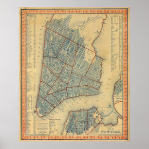  kaart van New York (1846) Poster