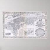  kaart van New York (1855) Poster (Voorkant)