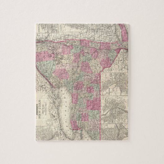  kaart van New York (1864) Legpuzzel (Verticaal)