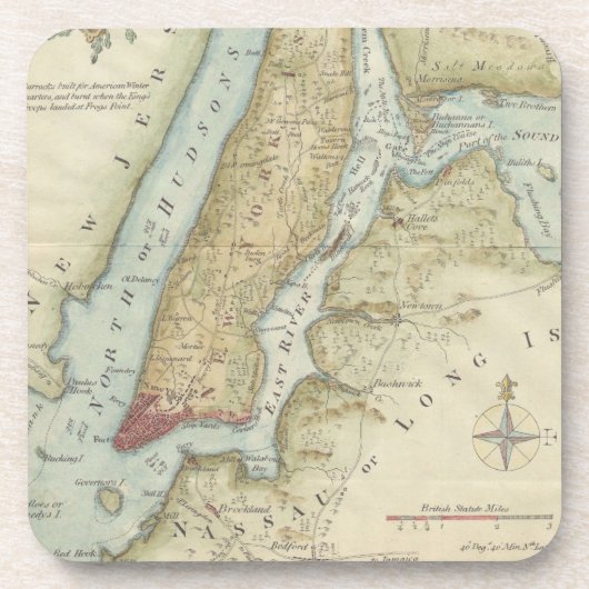 kaart van New York (1869) Bier Onderzetter (Voorkant)