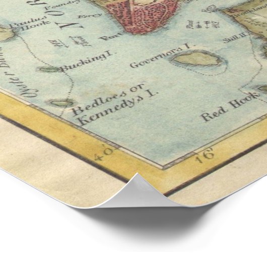  kaart van New York (1869) Poster (Hoek)