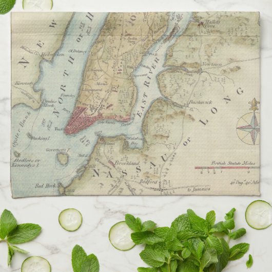  kaart van New York (1869) Theedoek (Gevouwen)