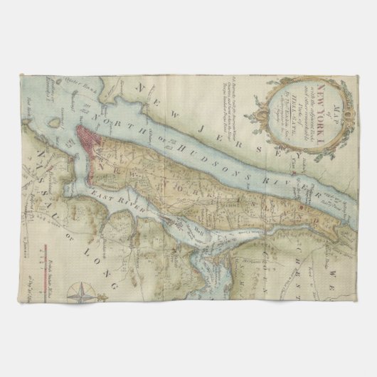  kaart van New York (1869) Theedoek (Horizontaal)