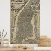  kaart van New York (1879) 4 Poster (Keuken)
