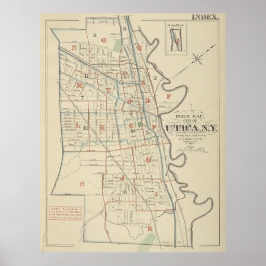  kaart van New York (1883) Poster (Voorkant)