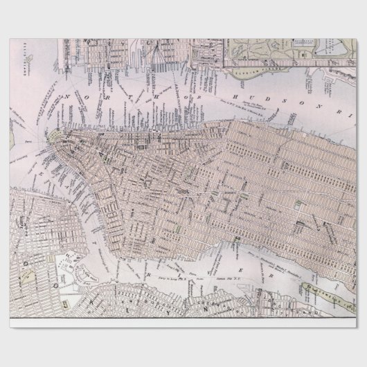  kaart van New York (1884) Cadeaupapier (Vlak)