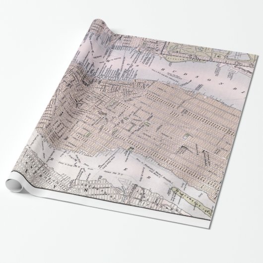  kaart van New York (1884) Cadeaupapier (Uitgerold)