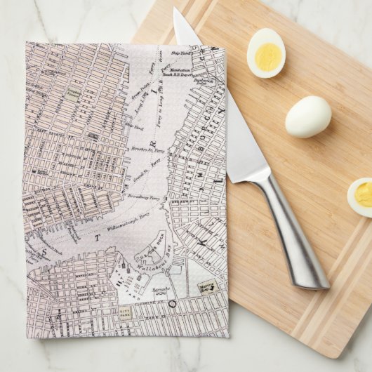  kaart van New York (1884) Theedoek (Quarter Fold)