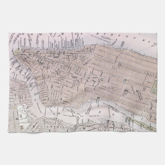  kaart van New York (1884) Theedoek (Horizontaal)