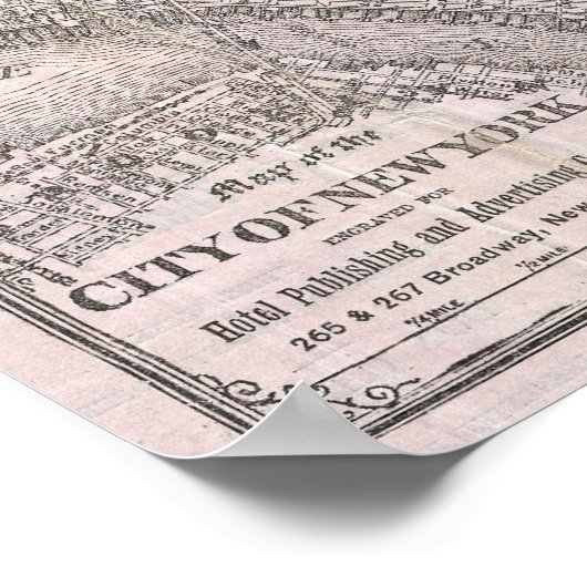  kaart van New York (1886) Poster (Hoek)