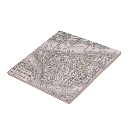  kaart van New York (1886) Tegeltje (Zijkant)