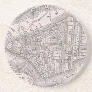  kaart van New York (1886) Zandsteen Onderzetter