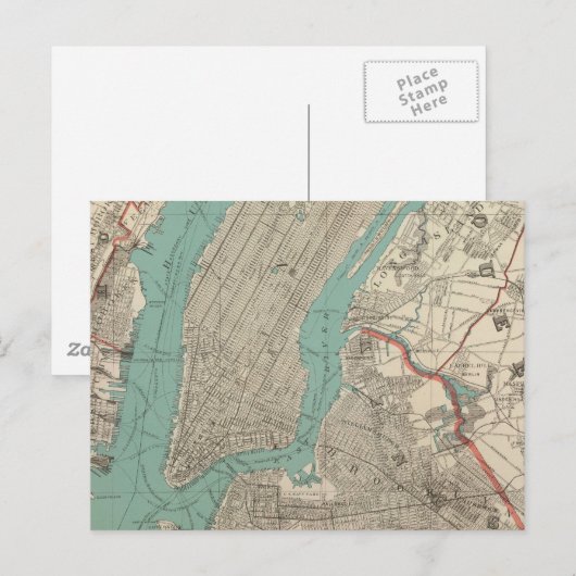 kaart van New York (1890) (Voorkant / Achterkant)