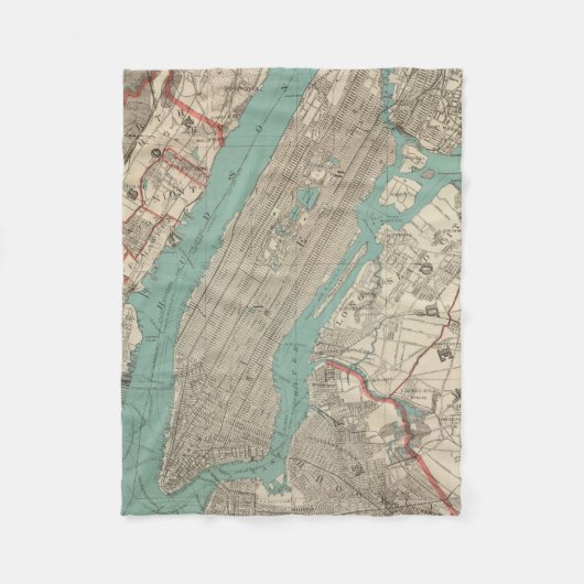  kaart van New York (1890) Fleece Deken (Voorkant)