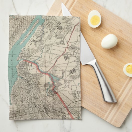  kaart van New York (1890) Theedoek (Quarter Fold)