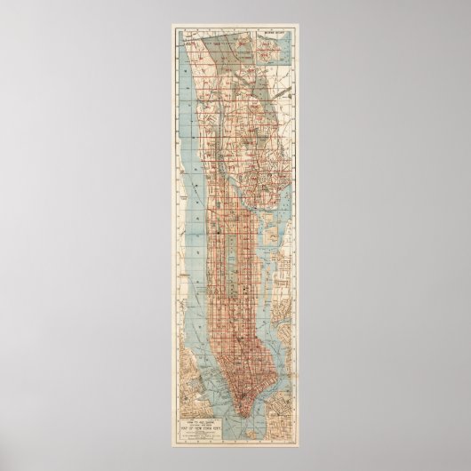 kaart van New York (1894) Poster (Voorkant)