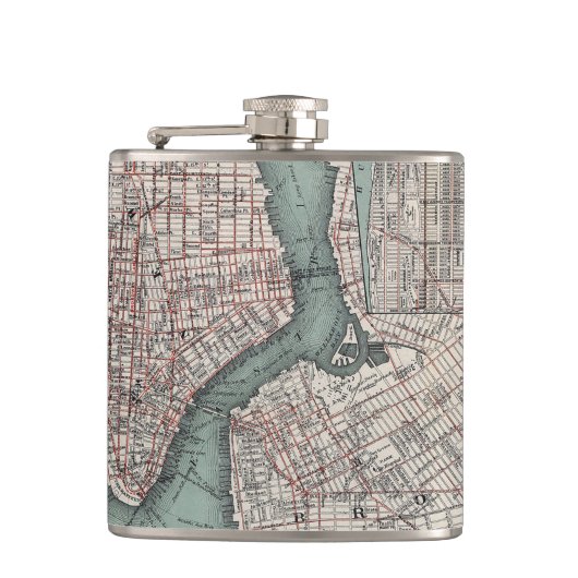  kaart van New York (1897) Heupfles (Voorkant)