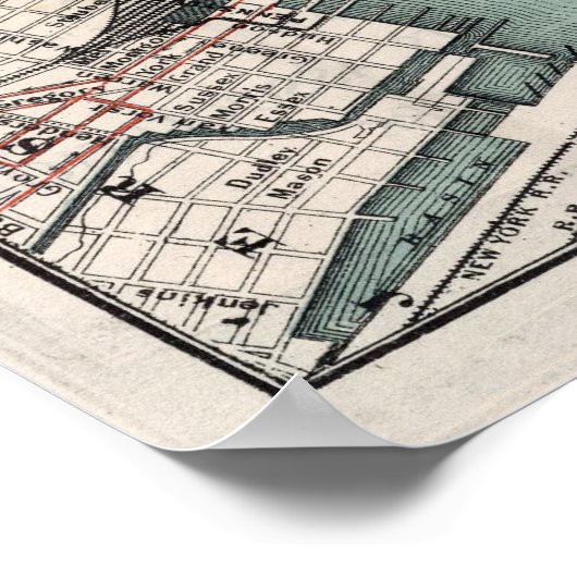 kaart van New York (1897) Poster (Hoek)