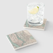  kaart van New York (1897) Stenen Onderzetter (Zijkant)