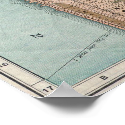  kaart van New York (1899) Poster (Hoek)