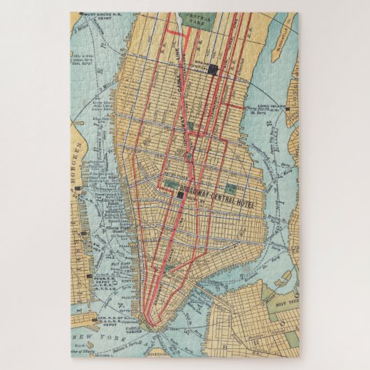 kaart van New York (1900) Legpuzzel (Verticaal)