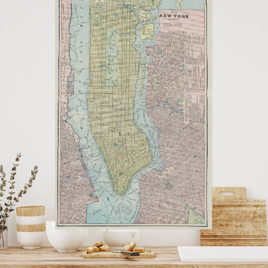  kaart van New York (1901) Poster (Keuken)