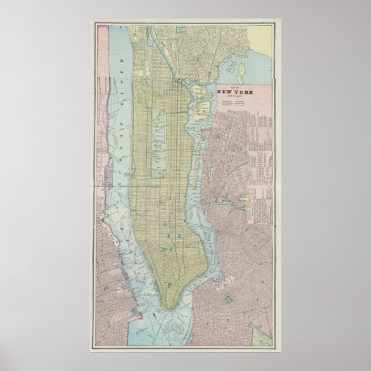  kaart van New York (1901) Poster (Voorkant)