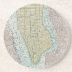 kaart van New York (1901) Zandsteen Onderzetter