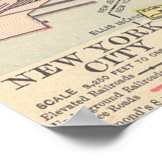  kaart van New York (1910) Poster (Hoek)