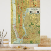 kaart van New York (1918) Poster (Keuken)