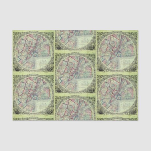  kaart van New York City Area Decoupage Craft Tissuepapier (Voorkant)