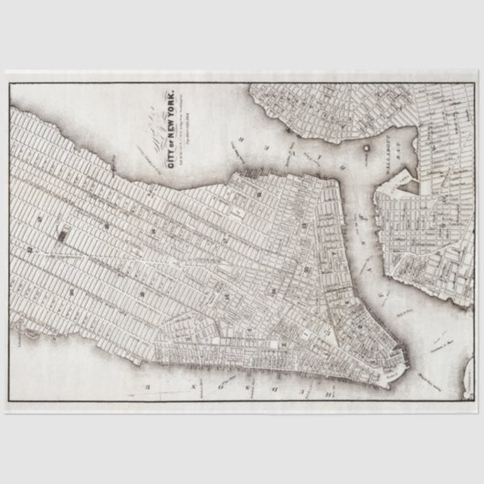 kaart van New York City Ephemera Decoupage Tissuepapier (Voorkant)