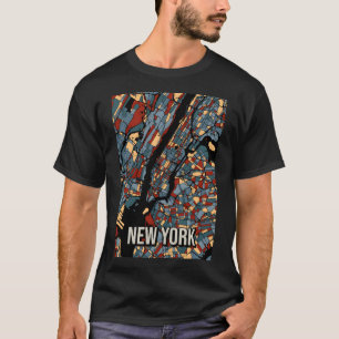 Kaart van New York City - Kleurrijke Earthtone Abs T-shirt