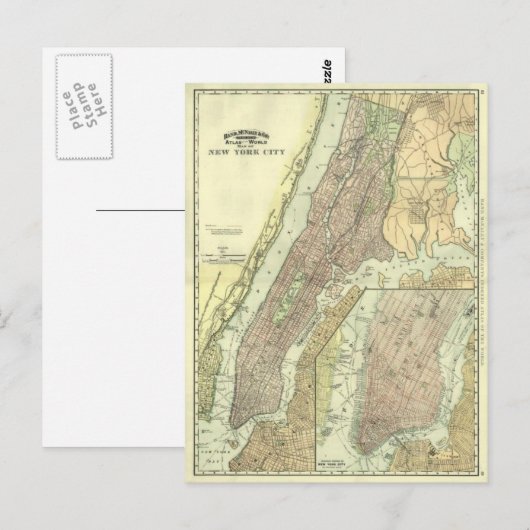 kaart van New York City Manhattan (Voorkant / Achterkant)