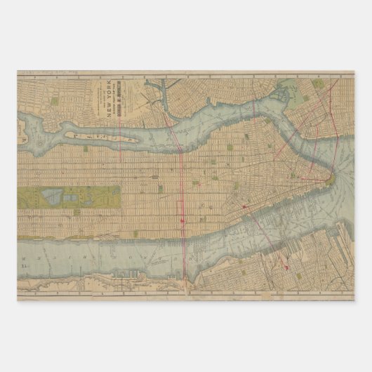 kaart van New York City Manhattan Wrapping Pa Inpakpapier Vel (Voorkant 2)