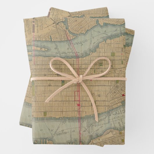  kaart van New York City Manhattan Wrapping Pa Inpakpapier Vel (In situ)