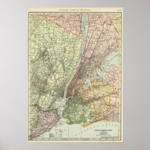  kaart van New York City Poster