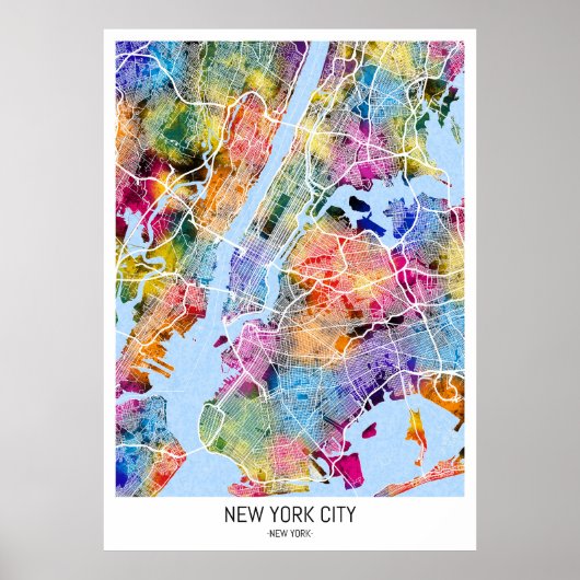 Kaart van New York City Poster (Voorkant)