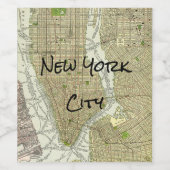  kaart van New York City Streets Wijn Etiket (Enkel label)