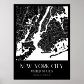 Kaart van New York City - Zwart-wit Poster (Voorkant)