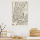 kaart van New York en Brooklyn, 1860 Poster (Keuken)