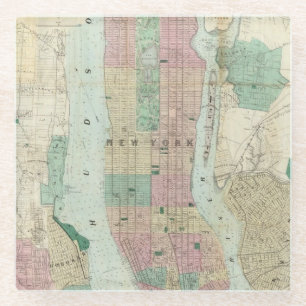 Kaart van New York en van de Vicinity Glazen Onderzetter