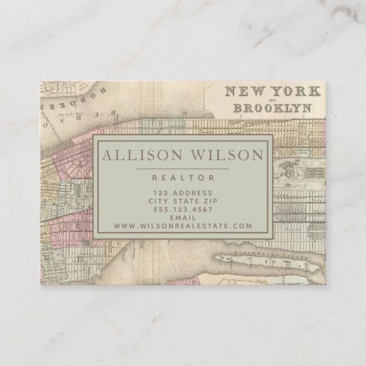  kaart van New York - Gepersonaliseerd Visitekaartje (Voorkant)