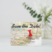 Kaart van New York Pin Sla de datum op (Staand voorkant)