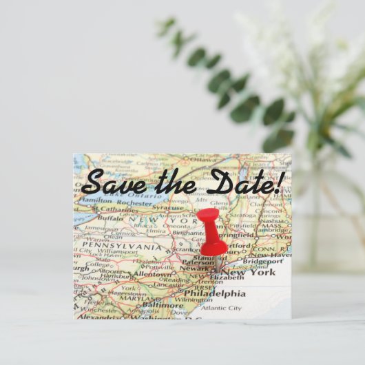 Kaart van New York Pin Sla de datum op (Staand voorkant)