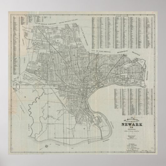  kaart van Newark NJ (1920) Poster (Voorkant)