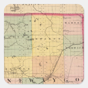 Kaart van Newaygo County, Michigan Vierkante Sticker